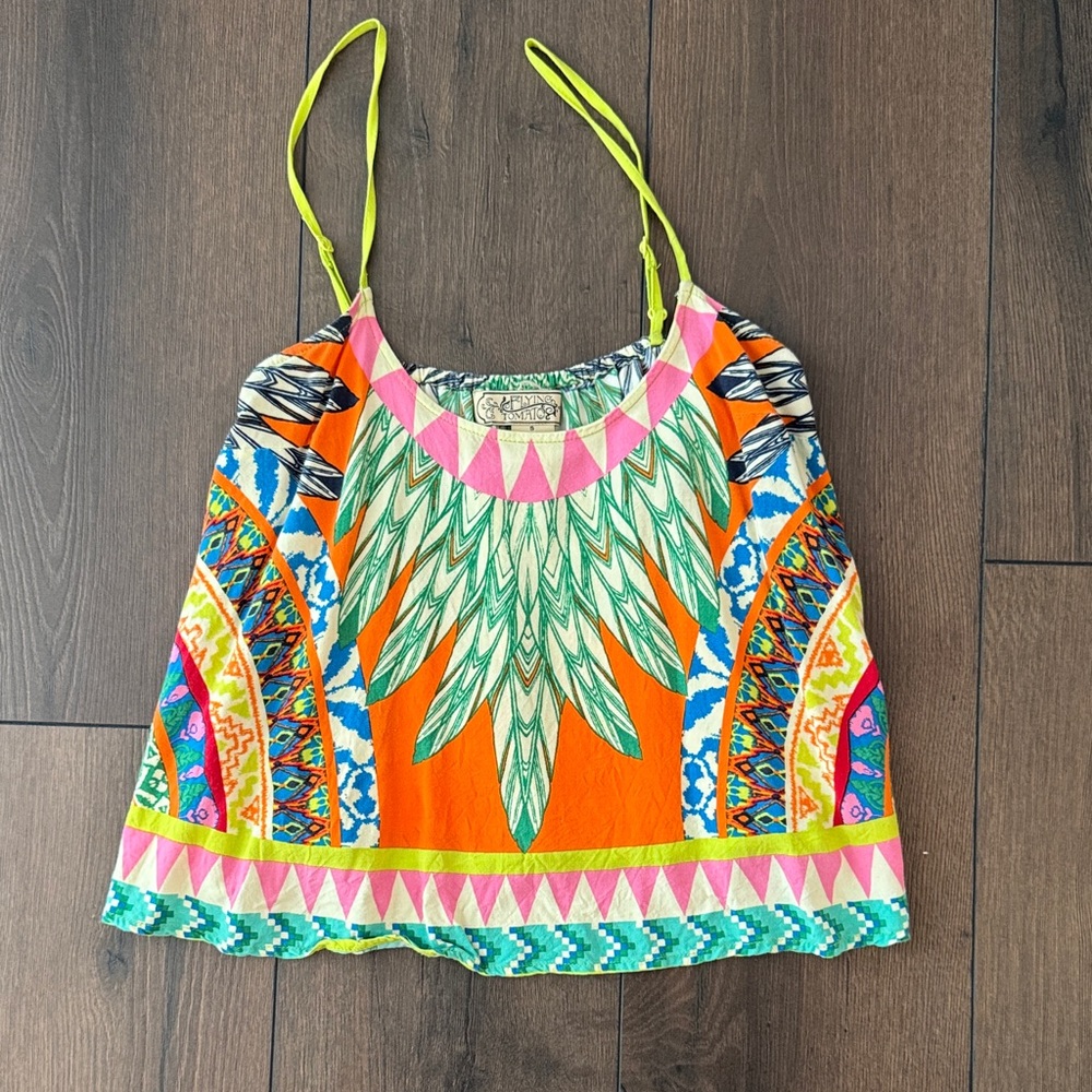 Flying Tomato Orange and Green Patterned Camisole